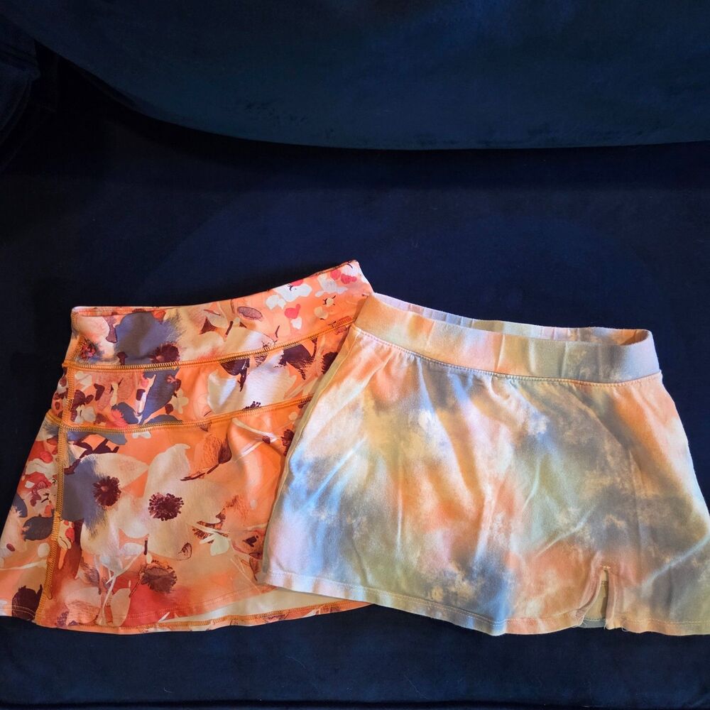 Pair of Girls Skorts - Orange Multicolor - Size 8